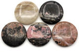 1pc Approx. 38-40mm Rhodonite Round Pendant