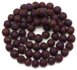 Approx. 14.5" Strand 6mm Druzy Agate (Coated) Round Beads, Matte Purple Iris
