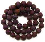 Approx. 15" Strand 8mm Druzy Agate (Coated) Round Beads, Matte Purple Iris