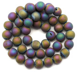 Approx. 15" Strand 8mm Druzy Agate (Coated) Round Beads, Matte Rainbow Iris