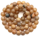 Approx. 13.5" Strand 6mm Druzy Agate (Coated) Round Beads, Matte Peach