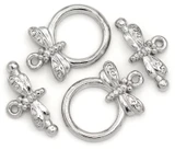 2 Sets 17x12mm (16mm Bar) Platinum-Plated Brass Dragonfly Toggle Clasps