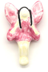 1pc Approx. 35x22mm Hand-Painted Porcelain Fairy Bead, Pink