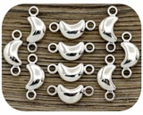 10pc 15x6mm Crescent Links, Antique Silver