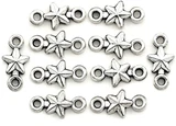 10pc 15x7mm Star Links, Antique Silver