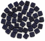 10-Gram Bag (About 42pc) of 6mm Czech Pressed Glass 2-Hole Square Tile Beads, Indigo