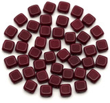 10-Gram Bag (About 42pc) of 6mm Czech Pressed Glass 2-Hole Square Tile Beads, Opaque Dark Coral Red