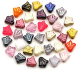RANDOM PICK: 10-Gram Bag (About 32pc) of 9mm Czech Pressed Glass Lily Flower Beads, Multicolor Mix (RANDOM COLORS)