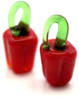 2pc Approx. 23x10mm Lampwork Glass Red Pepper Drops