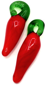 2pc Approx. 27-31mm Lampwork Glass Chili Pepper Drops
