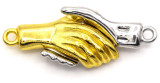 31x13mm Brass Magnetic Handshake Clasp, Silver & Gold