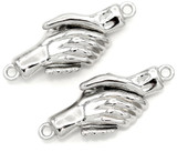 2pc 31x13mm Brass Magnetic Handshake Clasps, Silver