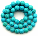 Approx. 14.5" Strand 8mm Synthetic Turquoise (Man-Made) Faceted Round Beads