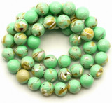 Approx. 15.5" Strand 8mm Resin & Shell Beads, Pale Green