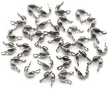 30pc 8x4mm Stainless Steel 2-Loop Clamshell Crimp/Knot Cover Bead Tips