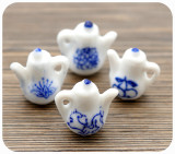 RANDOM PICK: 1pc Porcelain Teapot Charm, White & Blue (Random Design)