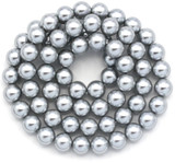 Approx. 15.5" Strand 6mm Shell Pearl Round Beads, Silver