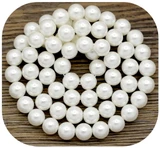 Approx. 15.5" Strand 6mm Shell Pearl Round Beads, Bright White