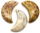 1pc 39x25mm Fossil Coral Crescent Moon Pendant