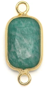 25x11mm Amazonite & Brass Faceted Rectangle Focal Link, Gold