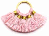 Approx. 30x20mm Polyester Tassel Pendant, Gold/Rose