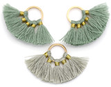 Approx. 30x20mm Polyester Tassel Pendant, Gold/Sage (See Photos for Variation)