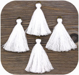 4pc Approx. 45mm Polyester & Cotton Tassel Pendant, Bronze & White