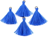 4pc Approx. 45mm Polyester & Cotton Tassel Pendant, Bronze & Denim