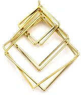 1pc 45mm, 35mm & 25mm Brass Multi-Square Articulated Pendant, Gold