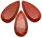 Approx. 25x13mm Red Jasper Faceted Teardrop Pendant (See Photos for Variation)