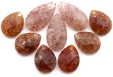 3pc 18.5-25mm Strawberry Quartz Faceted Teardrop Pendant Bundle