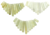New Jade (Serpentine) Mini Bundle: 13pc Fan Pendant, 6.5-7mm Round Beads, & Nugget Beads
