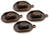 4pc 22x13mm Cowboy Hat Charms in Antique Copper