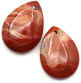 2pc Approx. 24x18mm Red Jasper Teardrop Pendants
