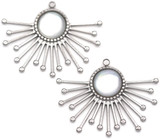 2pc 40x31mm Stainless Steel & Mother-of-Pearl Shell Sunburst Pendants