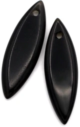 2pc 24x7mm Black Obsidian Marquise Pendants