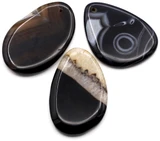 1pc Approx. 60x40mm Black Agate Flat Baroque Pendant