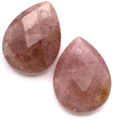 2pc 18x13mm Strawberry Quartz Faceted Teardrop Pendants