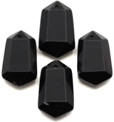 1pc 24x14mm Black Obsidian Top-Drilled Faceted Hexagonal Pendant