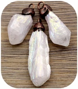 1pc Approx. 43-65mm Quartz Crystal Rustic Point Pendant, Antique Copper (See Photos for Variation)