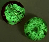 2pc Approx. 11-12mm Lampwork Glass Round Beads w/Glow-in-the-Dark Flecks, Clear/Pink
