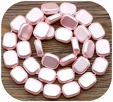 Approx. 15.5" Strand 12x10mm Glass-Based Shell Pearl (Man-Made) Rectangle Beads, Pink