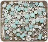Approx. 50 Gram Bag of Glass Bead & Findings Mix, Light Blue/Silver