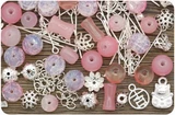 Approx. 50 Gram Bag of Glass Bead & Findings Mix, Pink/Silver