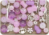 Approx. 50 Gram Bag of Glass Bead & Findings Mix, Purple/Silver
