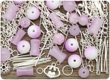 Approx. 50 Gram Bag of Glass Bead & Findings Mix, Purple/Silver