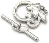 2 Sets 24x19mm (Bar 30x6mm) Swirled Leaf Toggle Clasps, Antique Silver