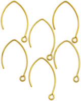 6pc (3 Pair) 28x17mm Stainless Steel Marquise V-Shaped Earwire w/Open Loop, Gold