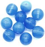 10pc 10mm Czech Pressed Glass Druk Round Beads, Blue Opal