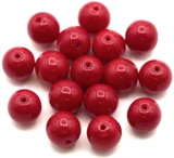 16pc 8mm Czech Pressed Glass Druk Round Beads, Opaque Cherry Red